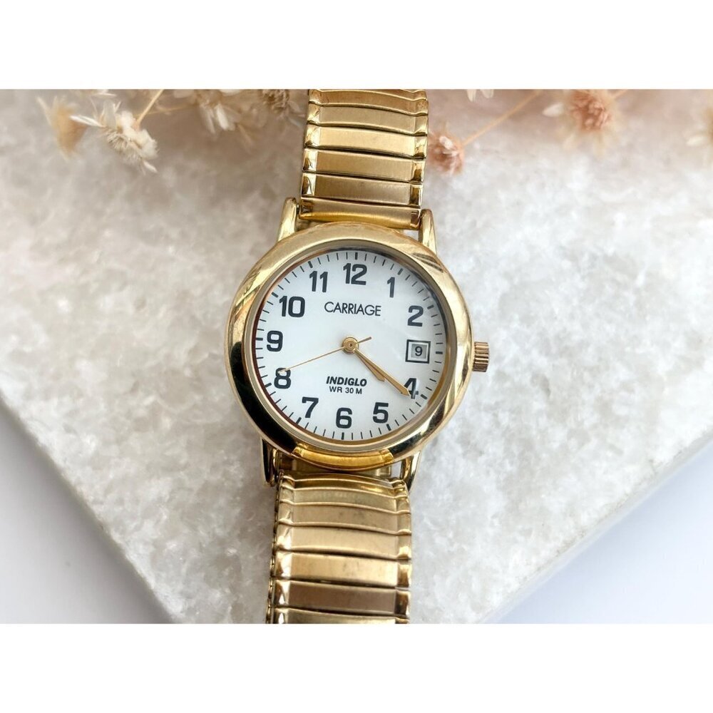 Carriage by Timex C3A151 BACK LIT! Gold Toned Vintage Wristwatch - 28mm - WORKS! - Picture 3 of 13